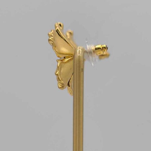 NWOT  J Crew Gold Flower Stud Earrings with Crystal Center - Picture 4 of 7